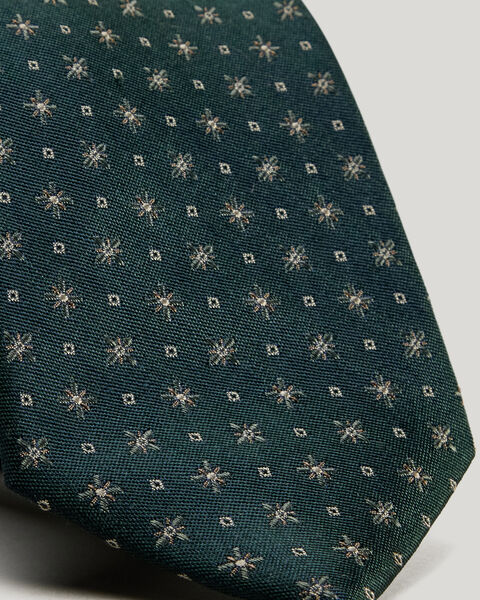 Geo Jacquard Silk Tie, Dark Khaki, hi-res